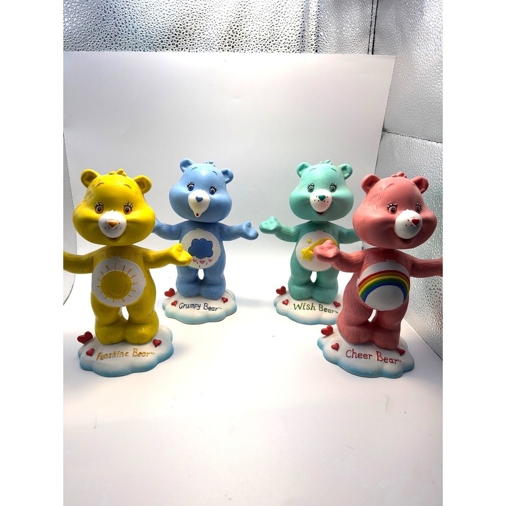 Vintage Care Bears Bobblehead Figures Set of 4 Funshine Cheer Grumpy Wish Bear